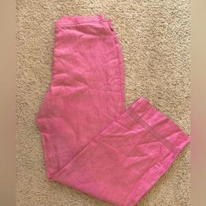 Willi Smith linen pants w/ fitted waist crochet hem